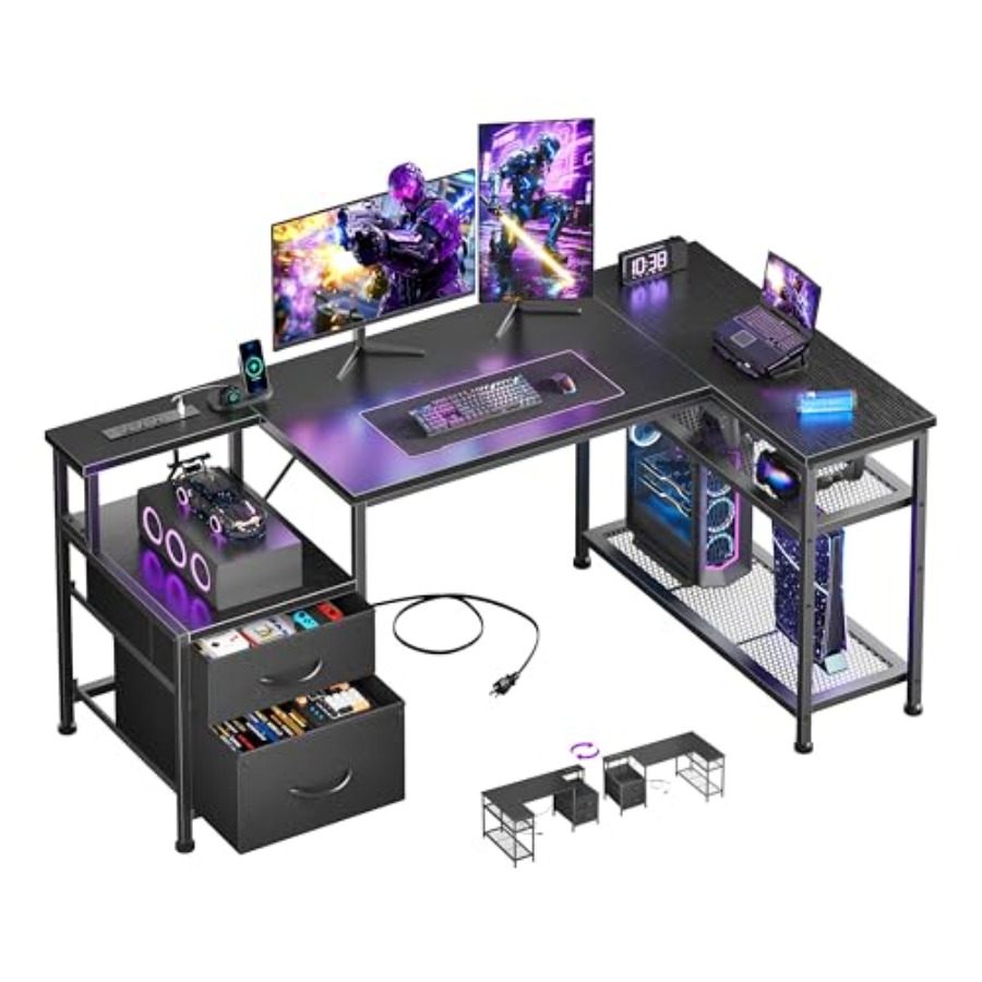 Desk Setup L Shaped - Biurko gamingowe w kształcie litery L